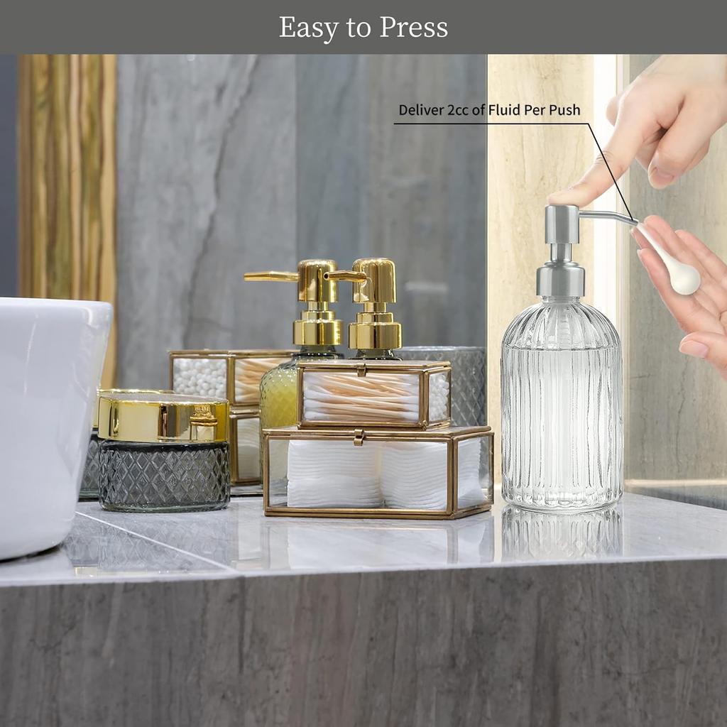 6 Pack Soap Dispenser Pump Replacement, 304 Rust Proof Stainless Steel Soap Dispenser Lids for Regular 28/400 Neck Bottles, Soap and Lotion Dispenser