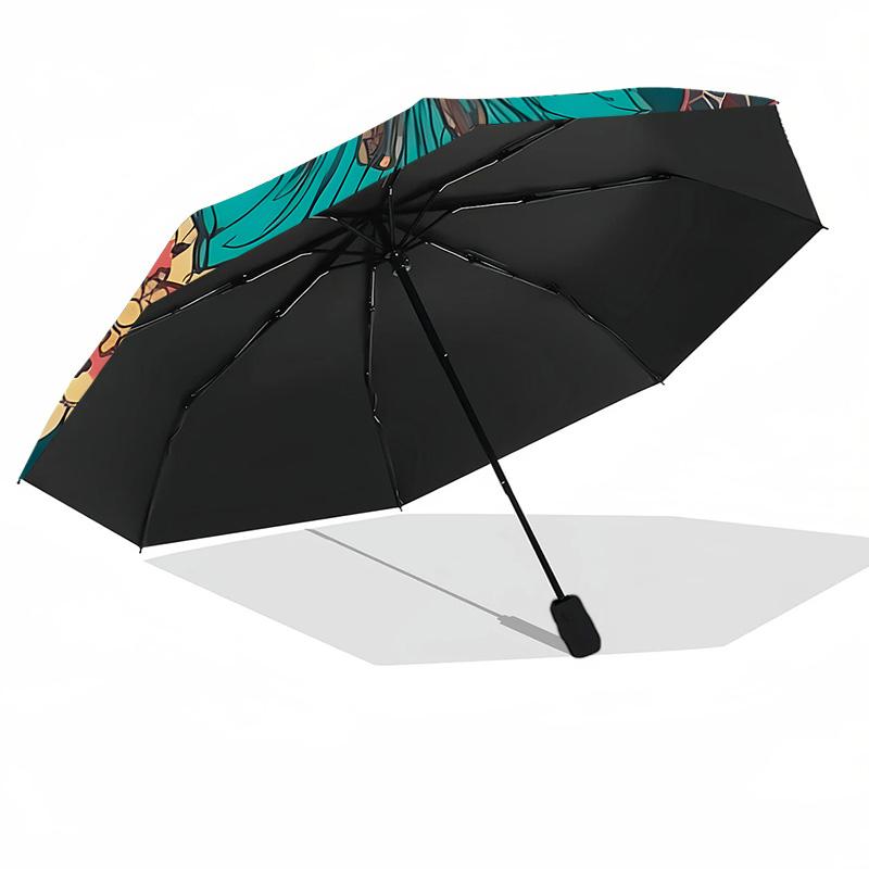 Retro flowers (2) Theme Automatic Umbrella Compact 8-Rib Design Sturdy Construction Durable Umbrella Stylish Accessory