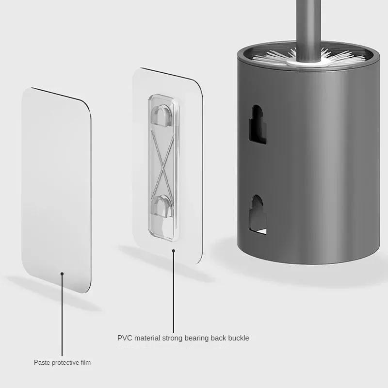 Bathroom Toilet Brush Holder Cleaning Tools Space Aluminum Wall Mounted No Drill Vertical Toilet Brush Bathroom Accessories