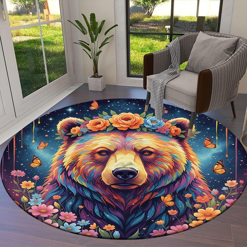 Liquidpaintanimals Round Area Rug,Carpet Rug for Living Room Bedroom Sofa Playroom Decor,Non Slip Floor Mat