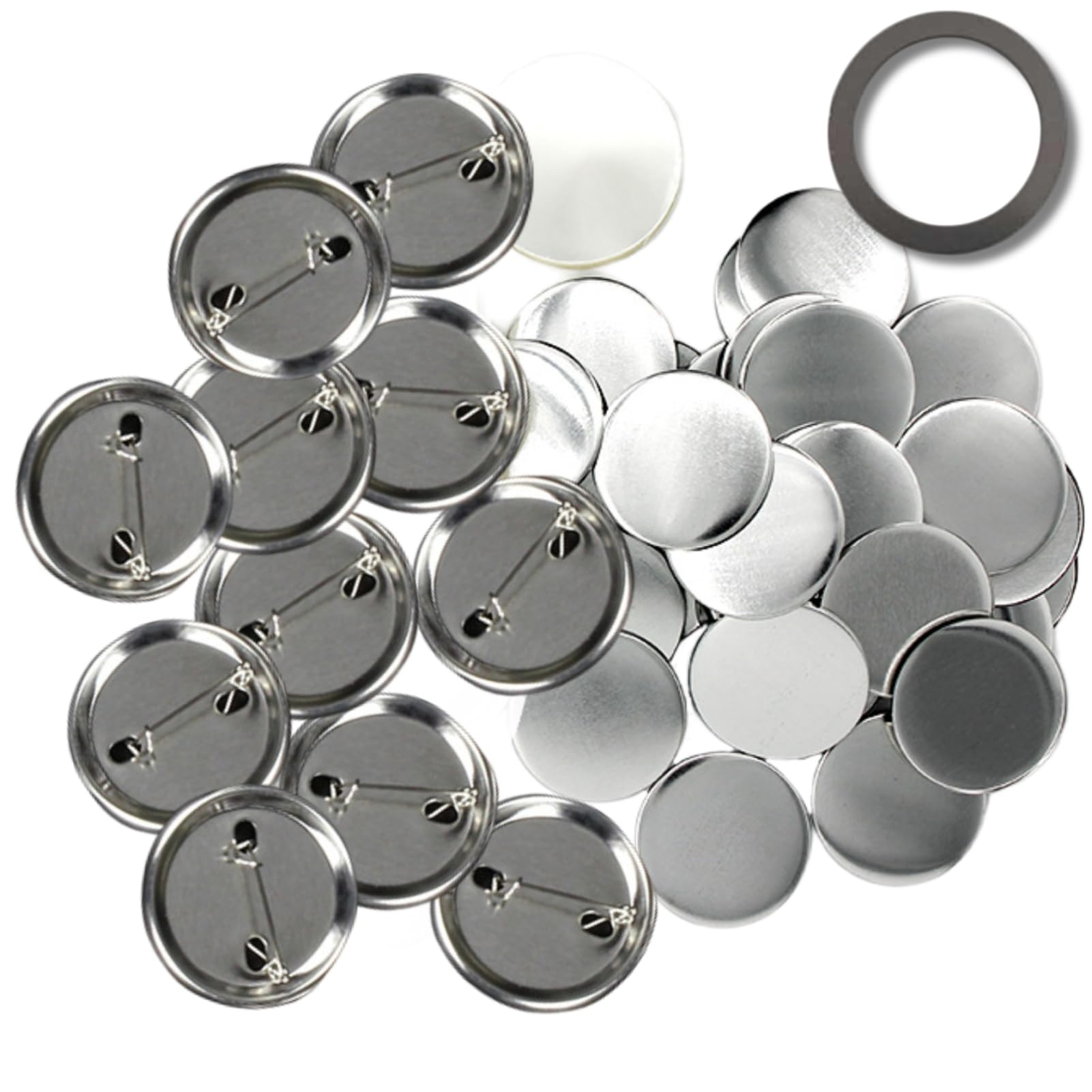 

Chandini Badge Parts, 32mm, 100 Pieces with Washers, Made of Matte Film and Tin Shell, Pin Back Making Kit for Handmade Badge Making Machines