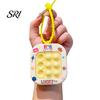 Mini Keychain Pendant Cartoon Cat Panda Design Whack-a-mole Toy Key Chain Pressable Silicone Bubbles with Braided Lanyard Stress Relief