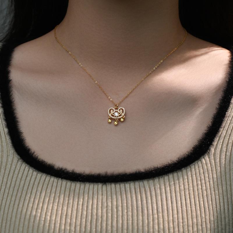 Colier Zircon Lacăt Ruyi, Lux Lejer, Calitate Superioară, Stil Chinezesc, Lanț Claviculă Chinezesc Nou, Femeie