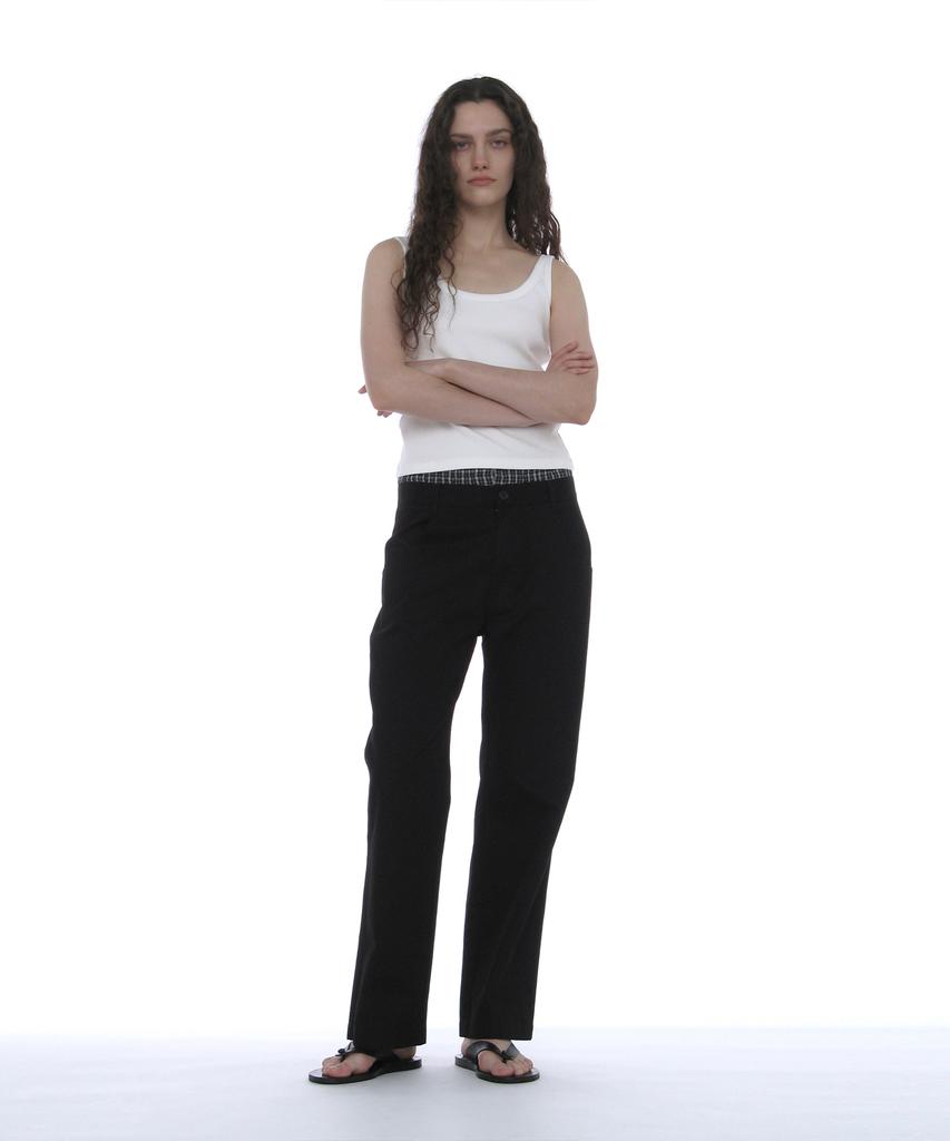 PARTIMENTO WOMEN Double Waist Chino Pants_Black