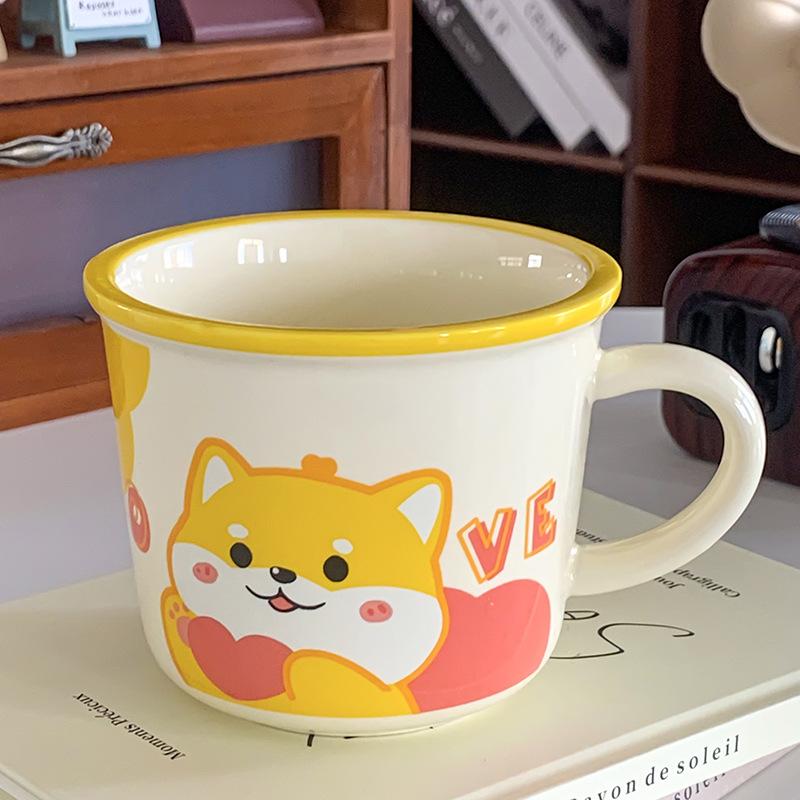 

Керамическая чашка Wind с ложкой, высококачественная и милая подарочная коробка для пары домашних животных, идеи подарков 301-400ml