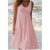 Women's Sleeveless Round Neck Spliced Beach Dress, 7 Colors, 8 Sizes