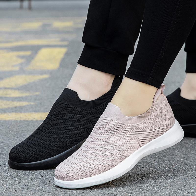 2025 men's shoes casual shoes summer new comfortable one-pedal shoes women's flying woven breathable running sneakers trendy shoes