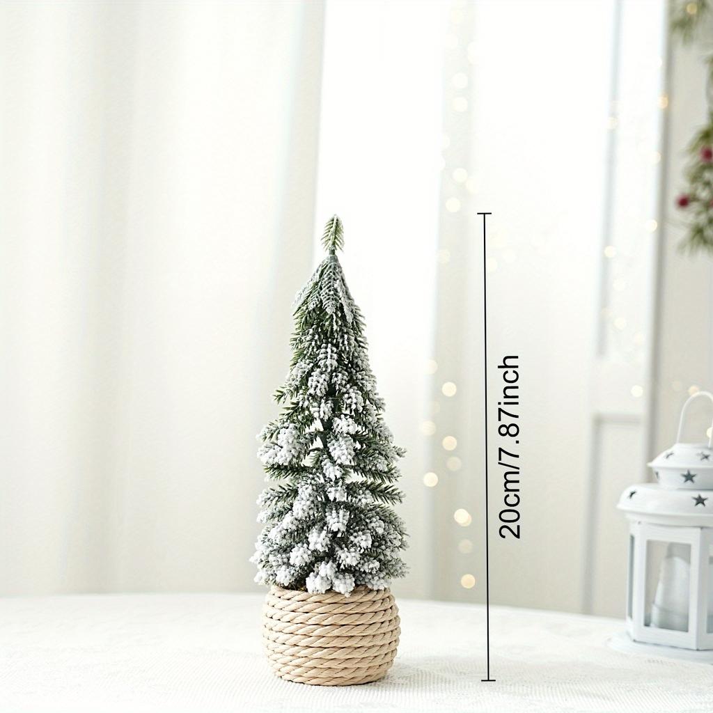 4pcs Set of Artificial Mini Christmas Tree,  Hemp Rope Bottom Basin Christmas Tree, Suitable for Home Desktop Decoration At Christmas