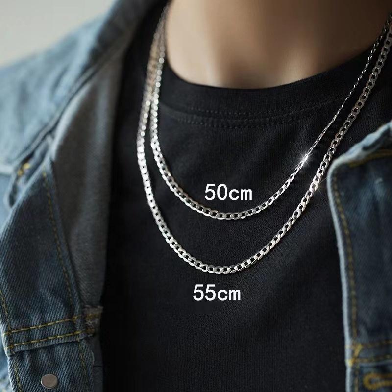 Hot Selling 925 Sterling Silver Jewelry American 2MM 3MM 4MM Cuban Link Chain Sweater Necklace for Men Women Hip Hop Style Bulk