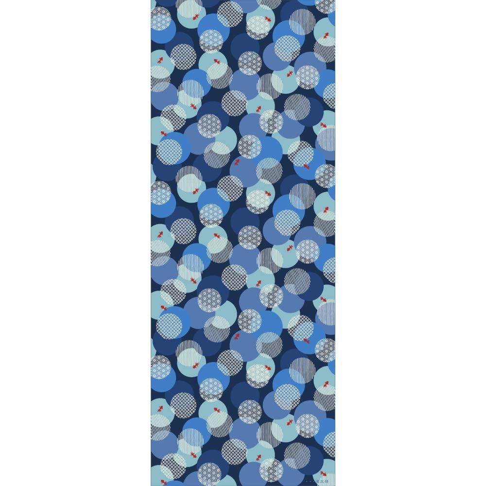 Hamamonyo Tenugui Hand Goldfish and Small Patterned Balls Navy (Japanese Towel) - -