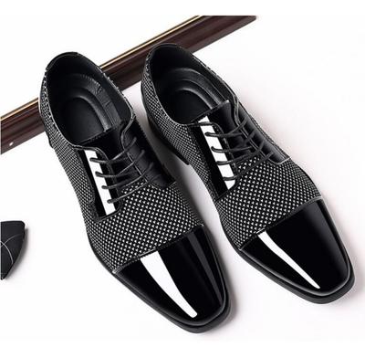 Fashion Classic Men Dress Shoes For Men Oxfords Patent Leather Shoes Lace Up Formal Black Leather Wedding Party Shoes