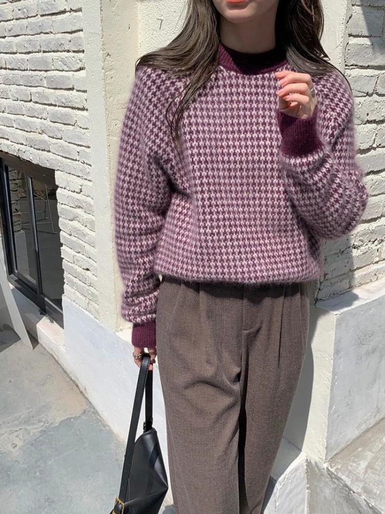 Girls' Autumn New Plush Lazy Style Sub Patterned Versatile Loose Sweater