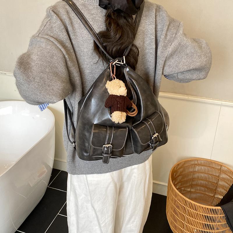 Tote Bag Women's Large Capacity 2025 New Autumn and Winter Retro Shoulder Commuter Bag Casual Texture Multi-functional Backpack