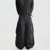 Retro tooling jeans men's spring niche design sense large pockets loose straight wide-leg casual trousers
