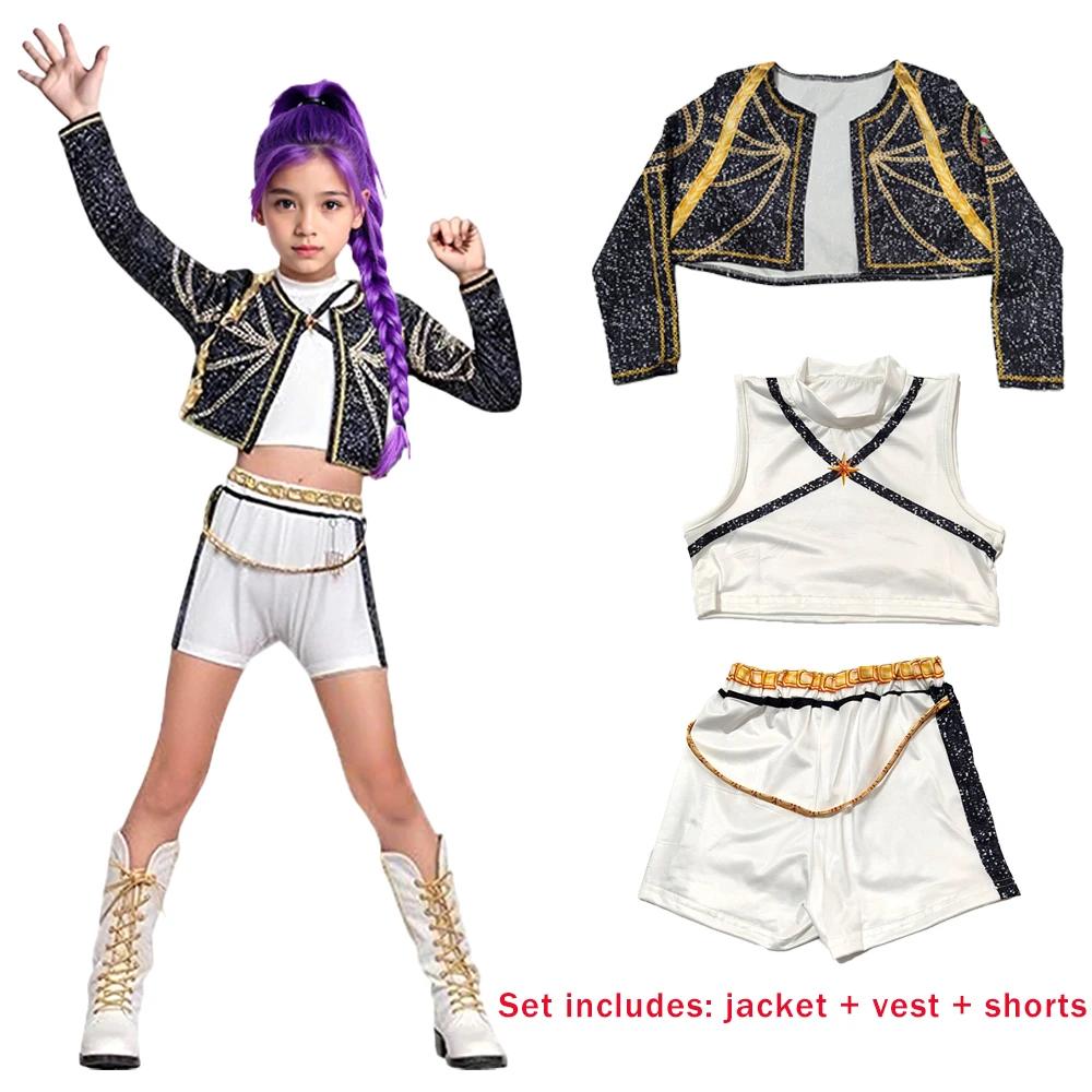 Rumi Cosplay K-Pop Guerrier Costume Ensemble Star Girls Groupe Enfants Vêtement de Jeu de Rôle Noël Carnaval Halloween Costume Combinaison 140