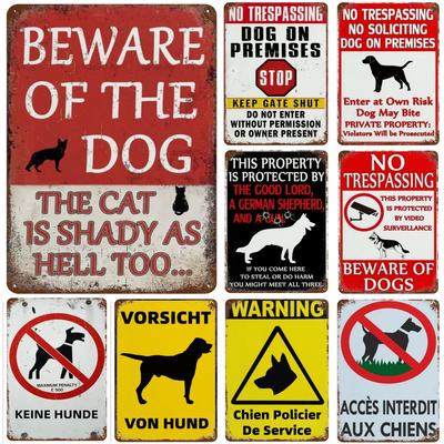 Beware Of Dog Sign Beware Of The Dog Tin Sign Funny Dog Warning Metal Signs Dog  For Yard Fence Guard Dog Sign Outdoor Decor