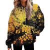 Womens Oversized Hooded Sweatshirt With 3D Print Graphic Loose Fit Long Sleeve Casual Top In Vintage Tie-Dye Style