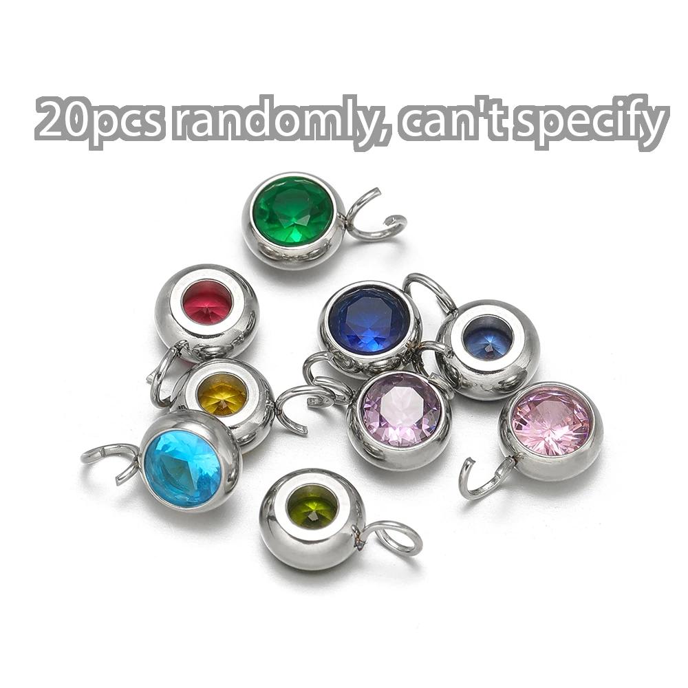 20 Stück Edelstahl 12 Monate Geburtsstein Zirkonia Anhänger für DIY Schmuck Halsketten Anhänger Armbänder Zubehör Ohrringe Herstellung