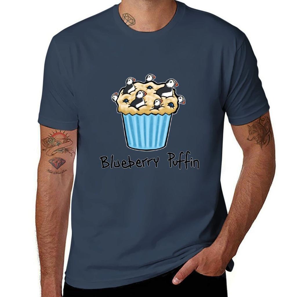 Blaubeer-Papageientaucher T-Shirt Atmungsaktives Workout Kurzarmtop