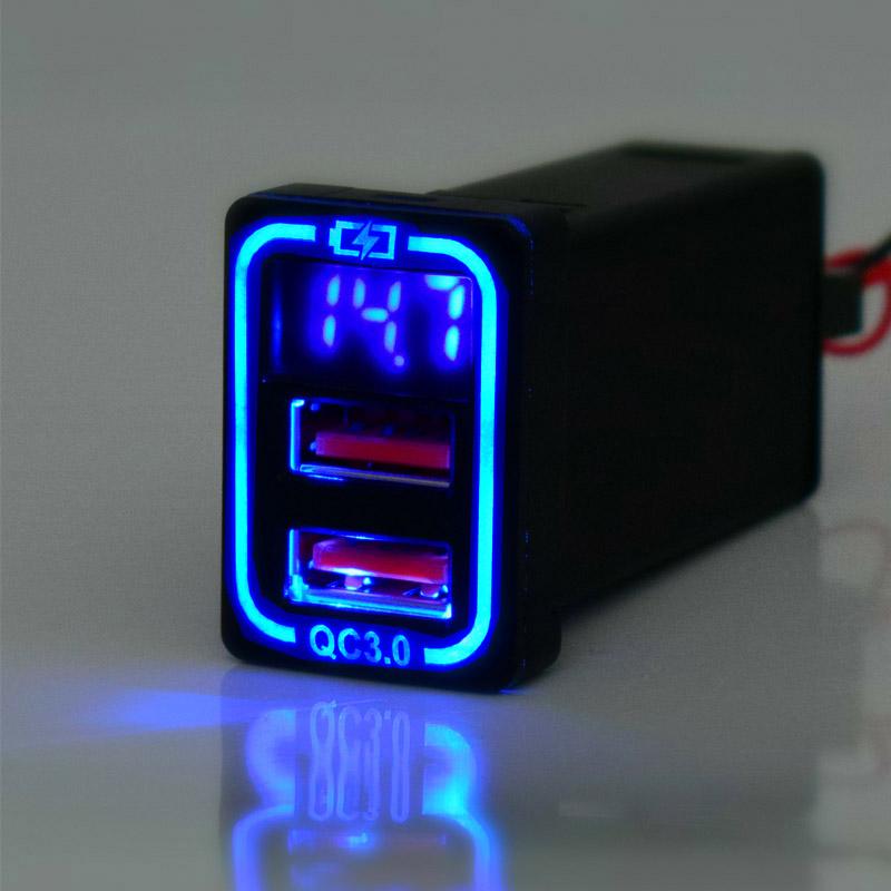 

QC3.0 Автомобильный USB-порт, быстрое зарядное устройство для TOYOTA Camry Land Cruiser 200 RAV4 Corolla, смартфон, адаптер для быстрой зарядки, светодиодный with Voltmeter