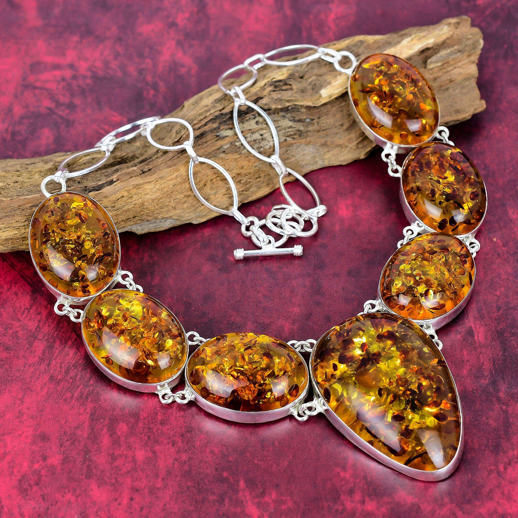 

Ювелирное изделие из балтийского янтаря 925 пробы из цельного стерлингового серебра, чудесное ожерелье ручной работы для нее, регулируемое ожерелье с драгоценными камнями для нее Adjustable With 18 Inches оранжевый