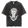 Parentchild Fashion Anime Comfortable Tshirt Jujutsu Kaisen Washed Tee Vintage Oversized Anime Graphic Men Casual Tops