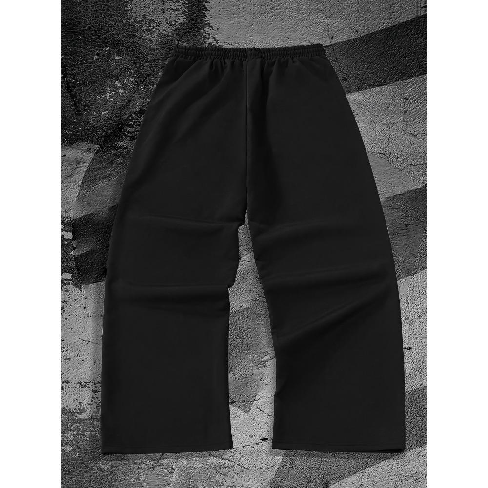 Spodnie Zimowe Streetwear z Nadrukiem Płomieni Szerokie Nogawki Męskie Ubrania Codzienne Siłownia i Luźne Spodnie Modny Styl Uliczny