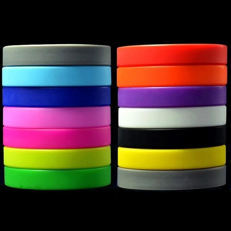 Multi-color New 5-pack Luminous Silicone Bracelet Sports Bracelet Without Words Basketball Wristband Random Colors