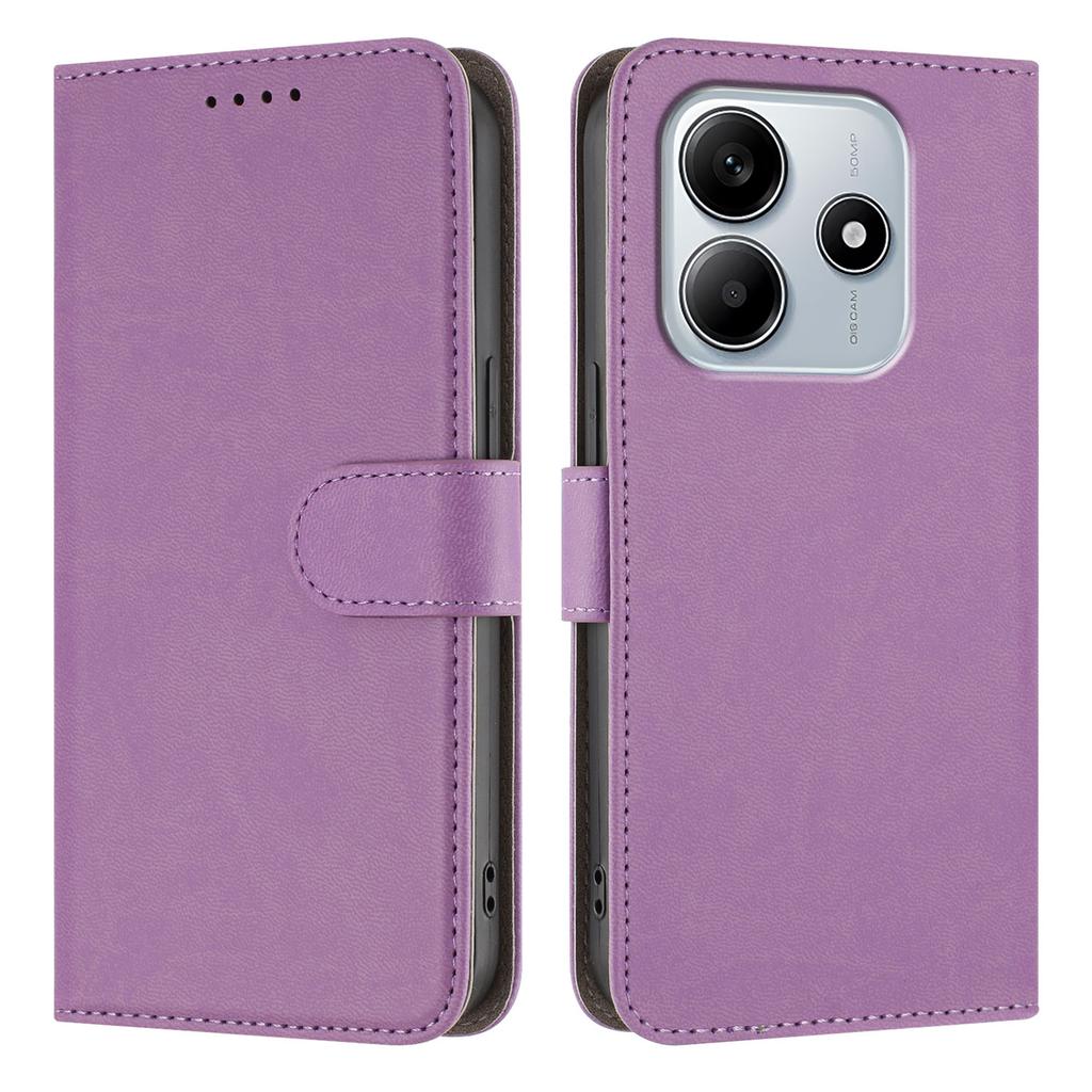 For Xiaomi Redmi Note 14 4G (163.25mm) Leather Case Solid Color Phone Cover with Wallet