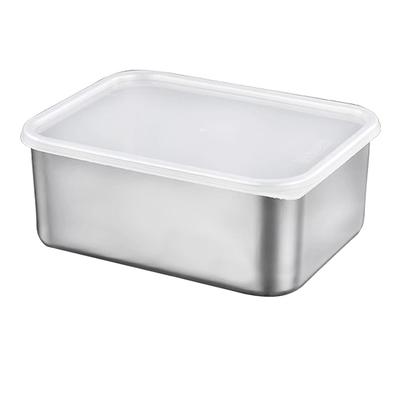 Matförvaringsbehållare med lock 304 Rostfritt stål Fyrkantig Lunchlåda för Kylskåp Utomhus