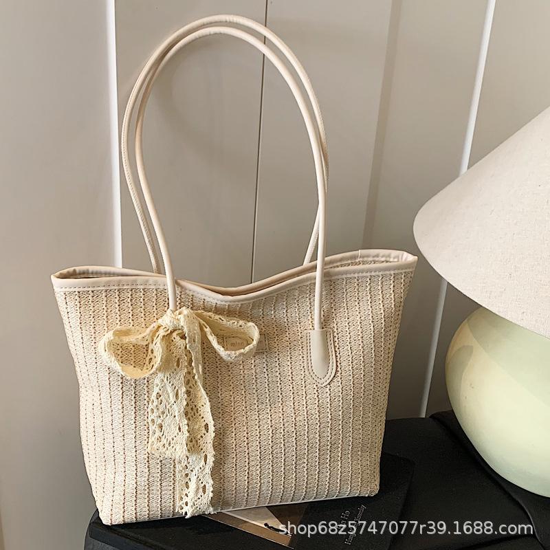 Large Capacity Fashion Straw Bag Women's Handbag 2025 New One-shoulder Underarm Casual Tote Beach Bag