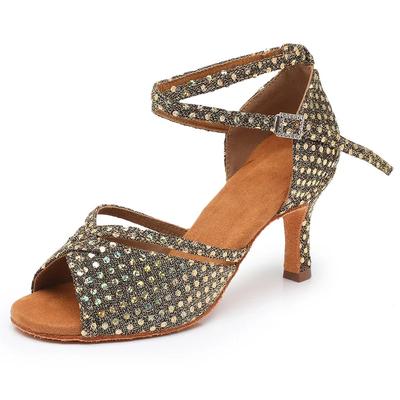 XIHAHA Damen Strass Latein Tanzschuhe Tango Ballsaal Tanzschuh Damen Hohe Absätze Weiche Sohle Damen Sandalen Hochzeitsschuhe