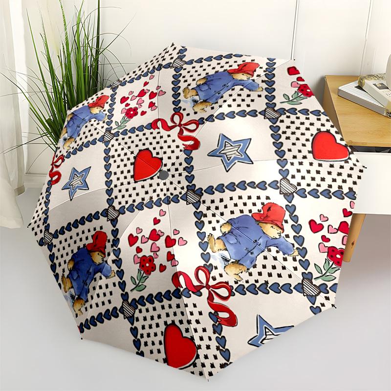 

1pc Teddy Bear Automatic Folding Umbrella, 8-Rib Iron Frame, Casual Outdoor Accessory for Birthday Festival Gifts yy251128203