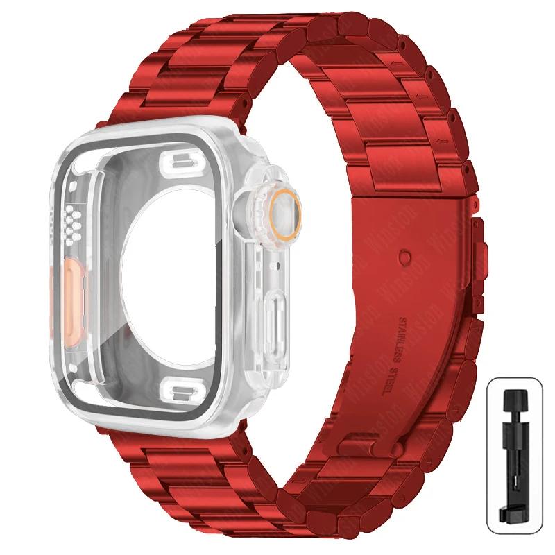 Change to Ultra Case+Band For Apple Watch 40mm 44mm 41mm 45mm Metal Stainless Steel strap for iWatch series Series 98 7 6 SE 5 4