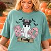 Comfort Colors® Personalized Name Halloween Shirt, Cute Ghost with Pumpkin Design, Kawaii Fall Season Apparel, Fun Autumn Gift Idea