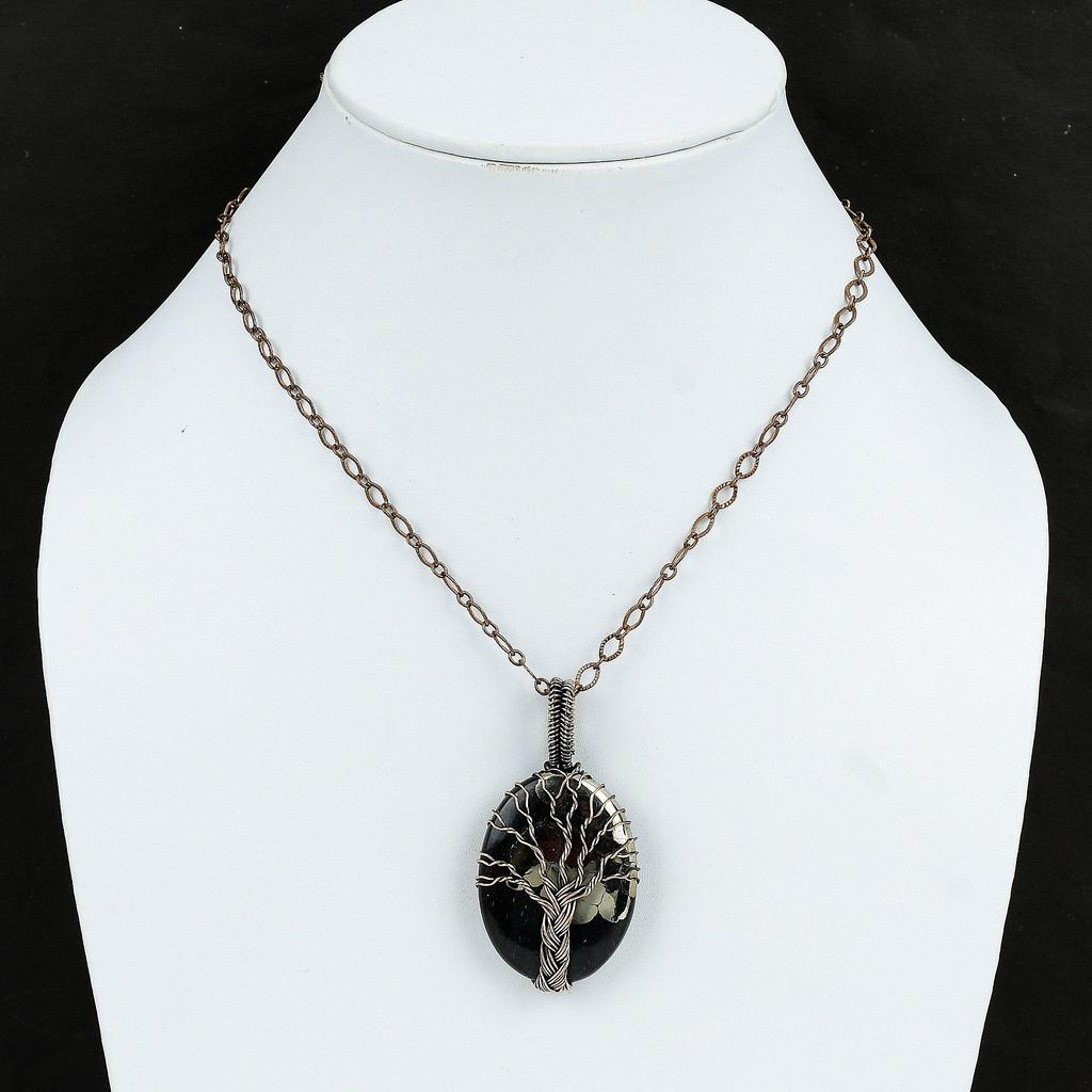 Tree Of Life Pyrite Copper Pendant Wire Wrapped Jewelry Gemstone Pendant Tree Of Life Copper Jewelry Handmade Wire Wrap Pendant Gift For Him