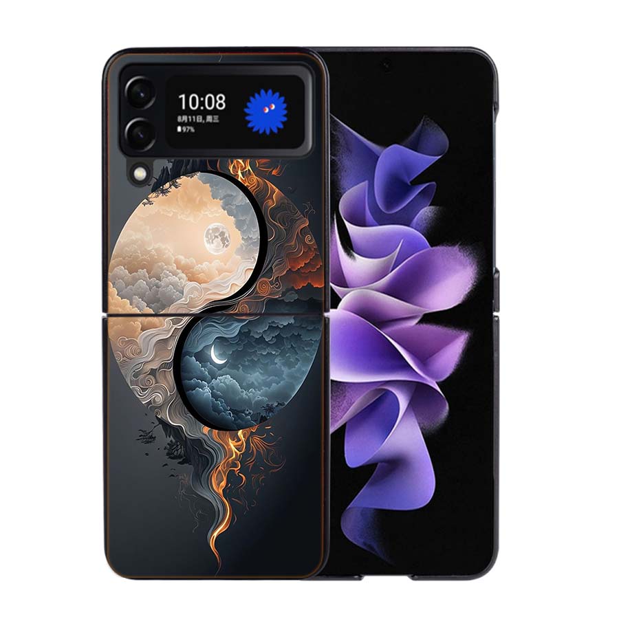 Balance of Elements The Eternal Yin-Yang Phone Case For Samsung Z Flip 7 6 5G Galaxy Z Flip4 Z Flip5 Z Flip3 Coque Black Hard PC