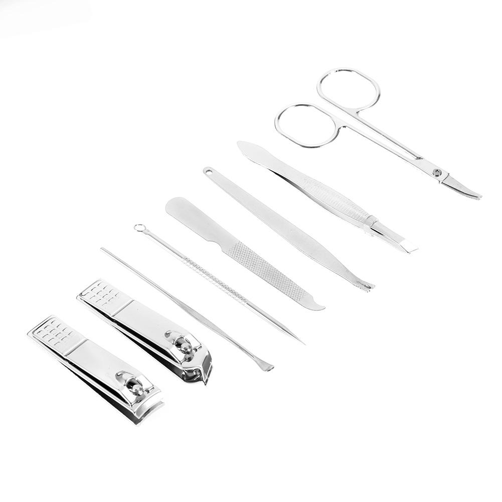 8 Pcs Stainless Steel Nail Scissors Cutter Clippers Set Fingernail Toenail (Black)