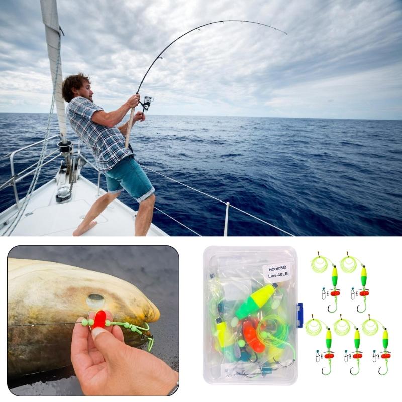 5Pcs Catfishing Rig Catfishing Float Rigs Rattle FloaterTackle for Catfishing Fishing 6/0 8/0 10/0 Circle Hook