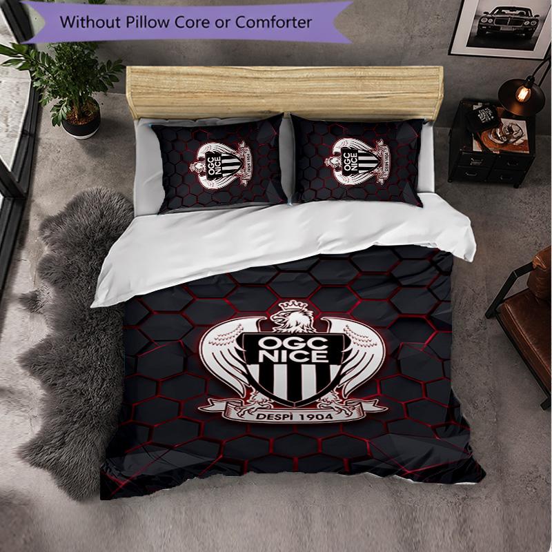 OGC Nice FC Themed Bedding 3Pcs Duvet Cover Set Decorative Bed Linen For Teen Room Home Decoration