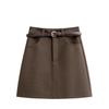 Plus Size Women's High-Waisted Woolen A-Line Skirt with Lining - Spring & Autumn Collection