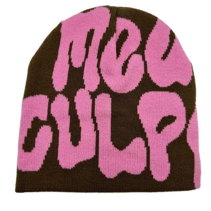 Hot Sell Customized  Adult Fashion Printing Soft Winter Hat Knitted With Letters for Men and Women