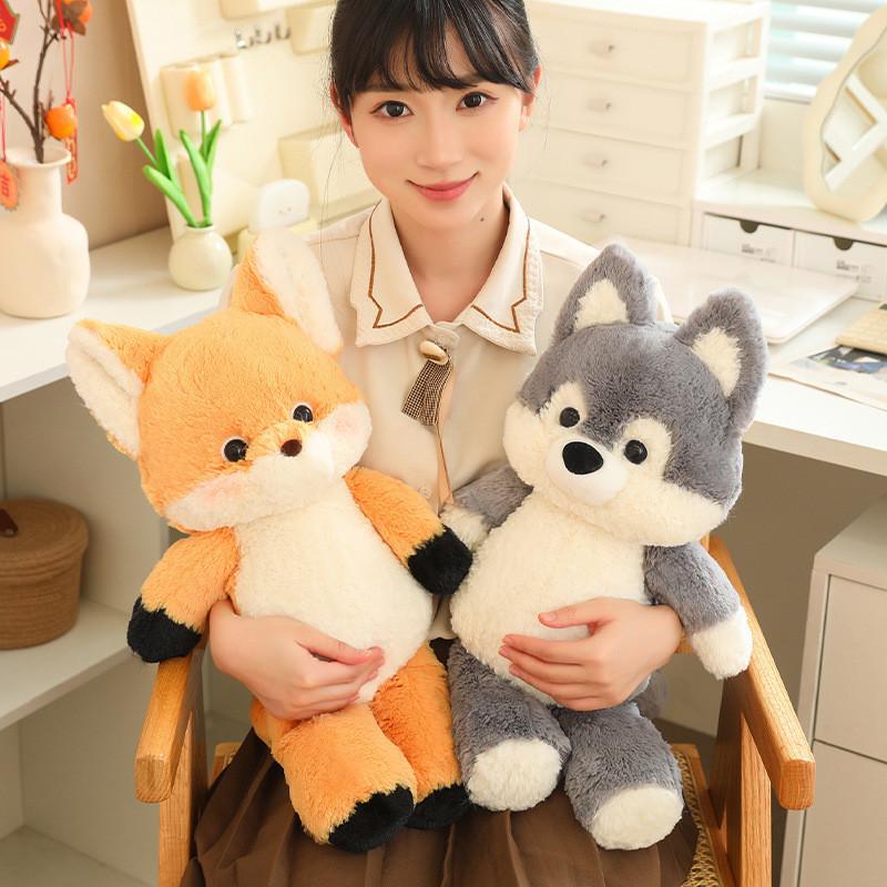 Run Little Forest Fox Plush Toy Cute Lamb Husky Rabbit Wolf Doll Children Gift