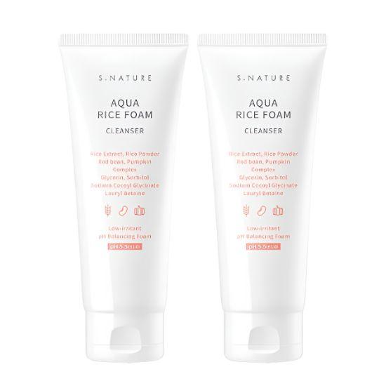 S.NATURE Aqua Rice Low pH Foam Cleanser Gentle Brightening Cleanser Set 160ml + 160ml