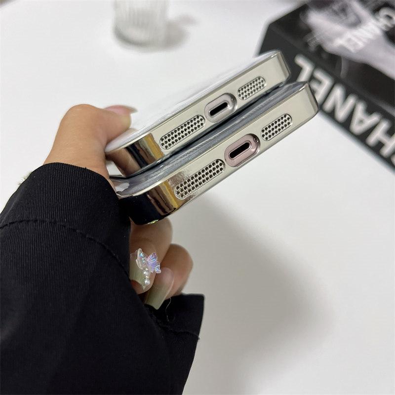 Luxusní gel s inkoustovým efektem, galvanicky pokovený stříbrný kryt pro iPhone 15 Pro Max 14 Plus 13 12 Pro 11 Kryt s komplexní ochranou proti pádu