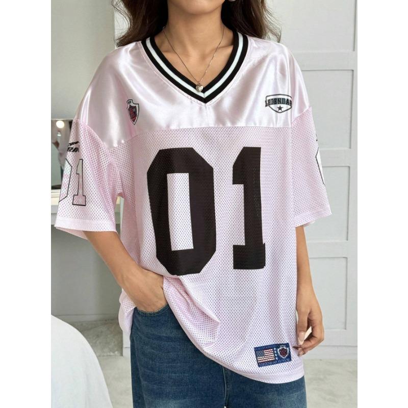 

Женская футболка Los Angeles Coolane Summer Drop Shoulder Oversize Football Jersey Tee с принтом букв для пары в одном стиле S