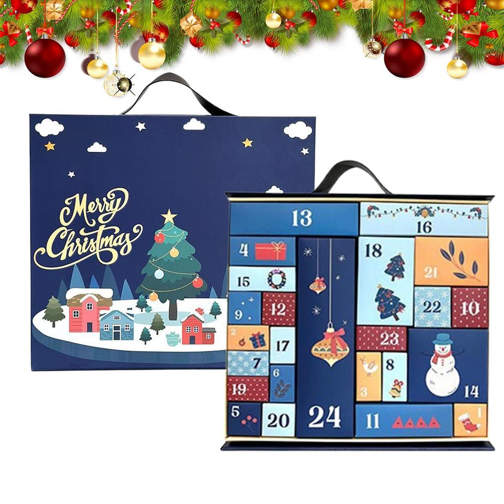 Weihnachtsüberraschung 24 Tage Countdown Geschenkbox Weihnachts-Countdown-Kalender Leere nachfüllbare Fächer für Teenager Kinder