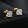Hip Hop Herren Ohrringe Iced Out Zirkon Goldfarbe Punk Schlicht 4 Krallen Rund Schraubverschluss Ohrstecker Rock Schmuck Geschenke OHE181