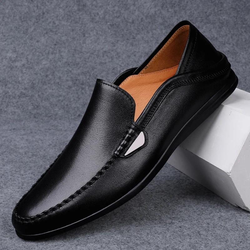 

Мужская обувь для активного отдыха, модные мокасины из натуральной кожи, легкие туфли на плоской подошве, мужские туфли-лодочки без застежек, повседневные мужские лоферы класса люкс 10