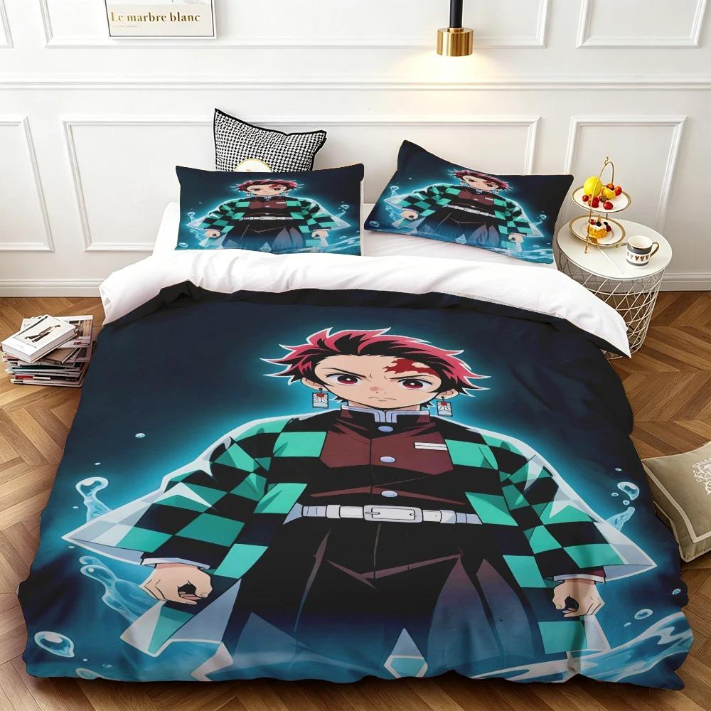 3D Hot sale anime Demon Slayer duvet cover and pillowcase kids' double bed bedding set home bedroom decor gift for boys Girl